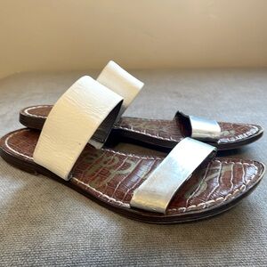 Sam Edelman silver and white slides